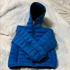 Blue Puffer Jacket with Hood
